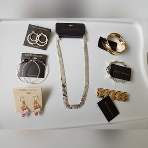 Bold Elements Jewelry Bundle Lot Earrings Necklace Bracelets Gold Silver NWT